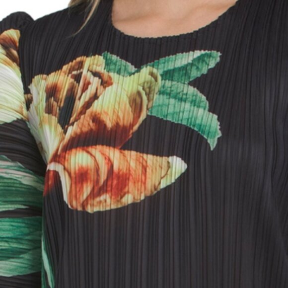 NANCY YANG Puff Sleeve Crinkled Floral Dress - Picture 3 of 4